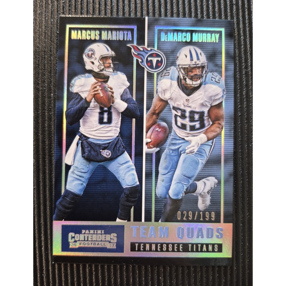 2017 Contenders Team Quads #TQ-2 Silver /199 Mariota,Davis,Murray,Decker Titans - Picture 3 of 7